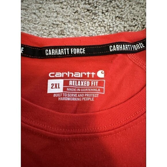 Carhartt Force Relaxed Fit Shirt Mens XXL Red Pocket Tee Workwear Stretch - Picture 4 of 7